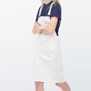 BDG | Creamy Denim Ivory Overall Jumper Jean Midi Dress